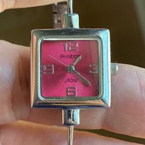 Vintage Armitron “Now” Pink Dial Silver Tone Bracelet Watch | New Battery